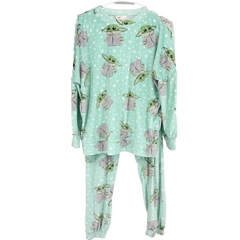 Munki Munki Women S Star Wars Yoda Pajama Set Slumber Fleece Long Sleeve Sleep